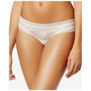 Black by Calvin Klein Ivory Limited-Ed QF1787 Endless Sheer-Lace Thong S #68879